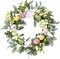 18-Inch Lighted Easter Wreath – Pre-Lit Spring Door Decor with Pastel Eggs, Daisy Flowers & Silk Lamb’s Ear Leaves, Farmhouse Indoor & Outdoor Wall Wreath